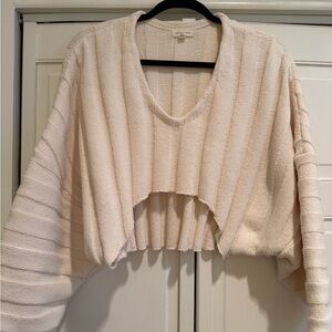 Silence + Noise Cream Cropped Sweater